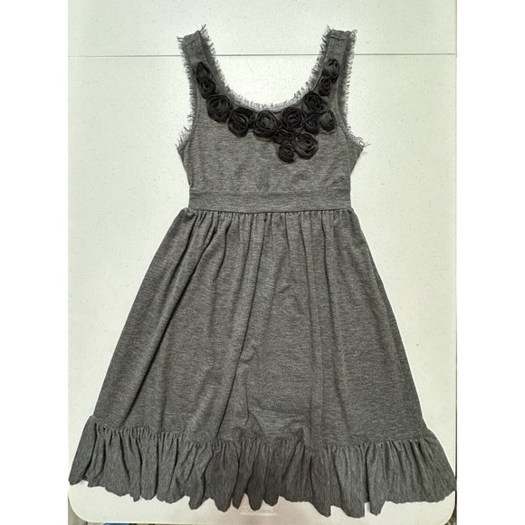 Candies Garden Mist Sleeveless Knee Length Dress Gray Floral Rosette Neckline XS - Picture 1 of 5